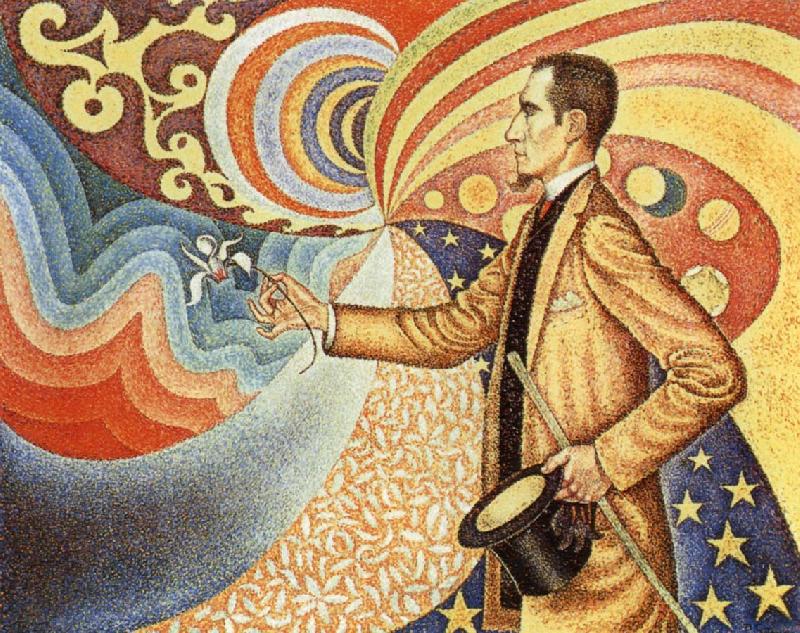 Paul Signac Portrait of Felix Feneon in Front of an Enamel of a Rhythmic Background of Measures and Angles Norge oil painting art